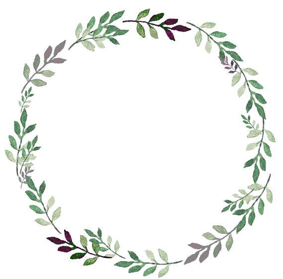 Greenery Clipart Leafy Wreath Green Purple Watercolor Wreath Watercolor  Clipart Minimalist Wreath Wedding Wreath.