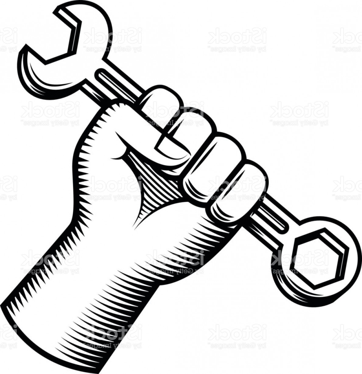 Wrench In Hand Clipart Black And White.