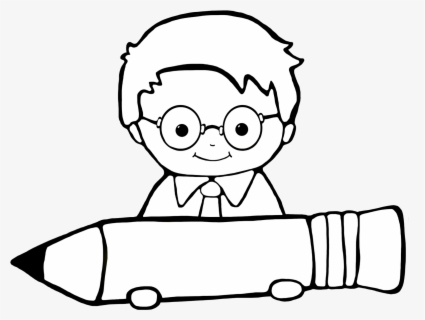 Free Student Black And White Clip Art with No Background.