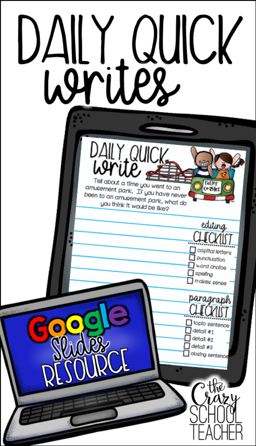 Digital Daily Quick Writing Prompts to use with Google.