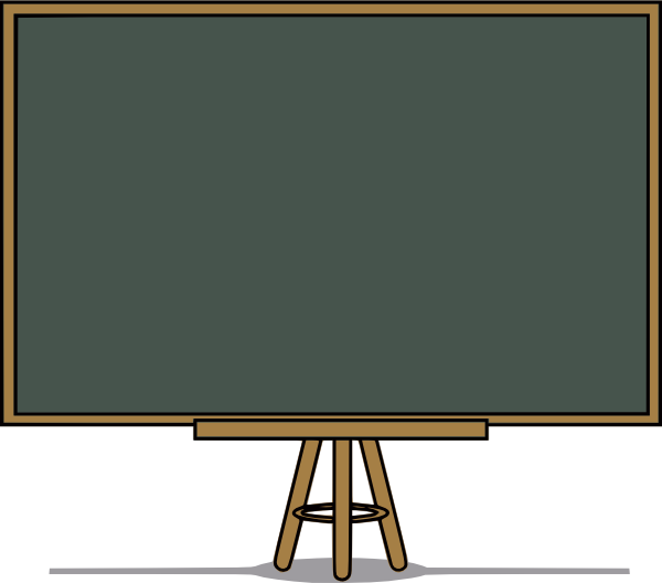 Clipart animated teacher writing on the board with chalk.