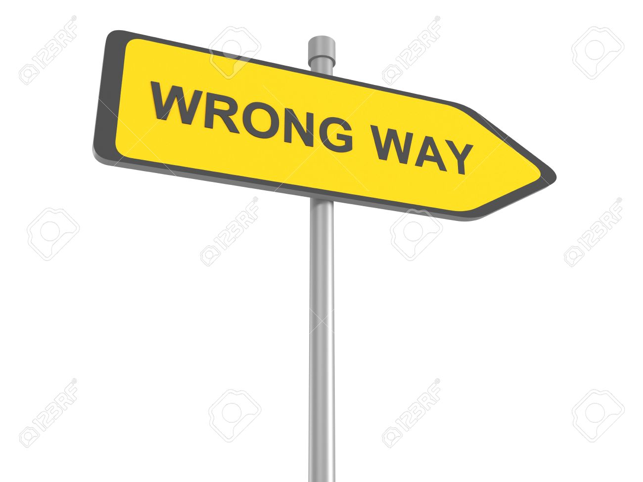 Wrong Way Making A Mistake Error Warning Sign Alert For Danger.