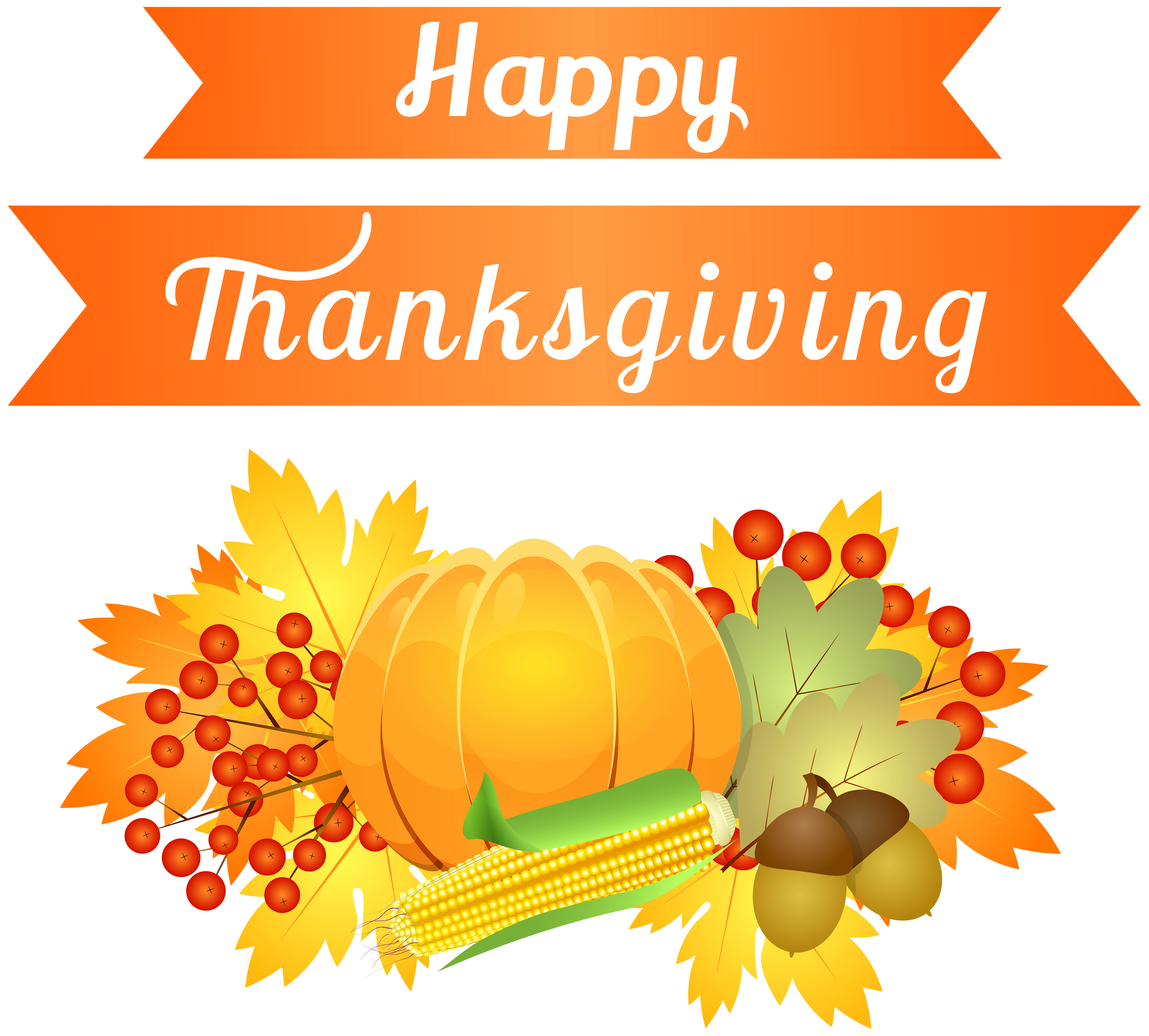 Happy Thanksgiving Decoration PNG Clipart Image.