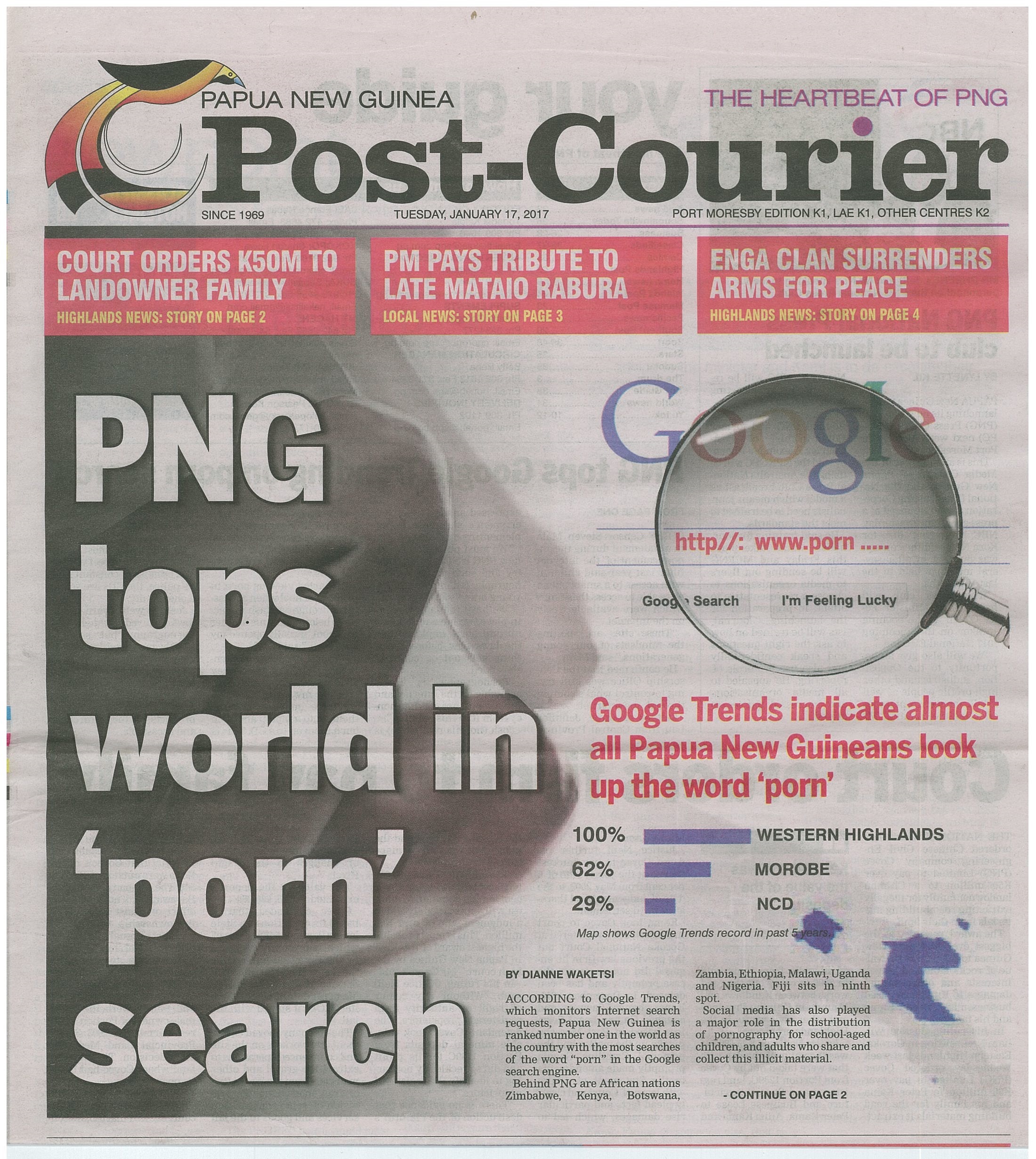 PNG tops world in 'porn' search' Post.