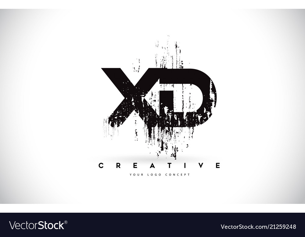 Xd x d grunge brush letter logo design in black.