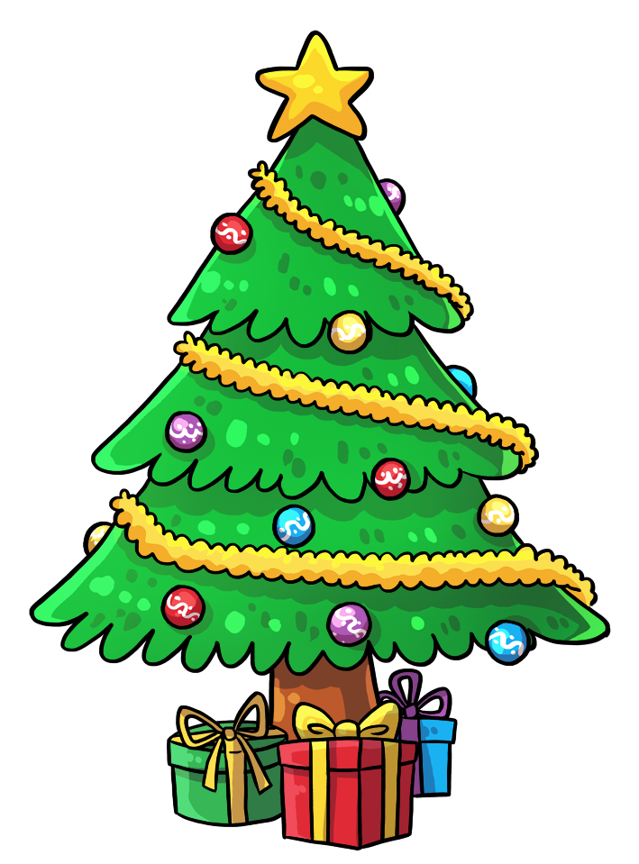 Christmas Tree Png Cartoon : Transparent Christmas Tree and Giftss PNG