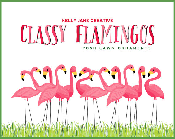 Pink Flamingo Lawn Ornament Clipart.