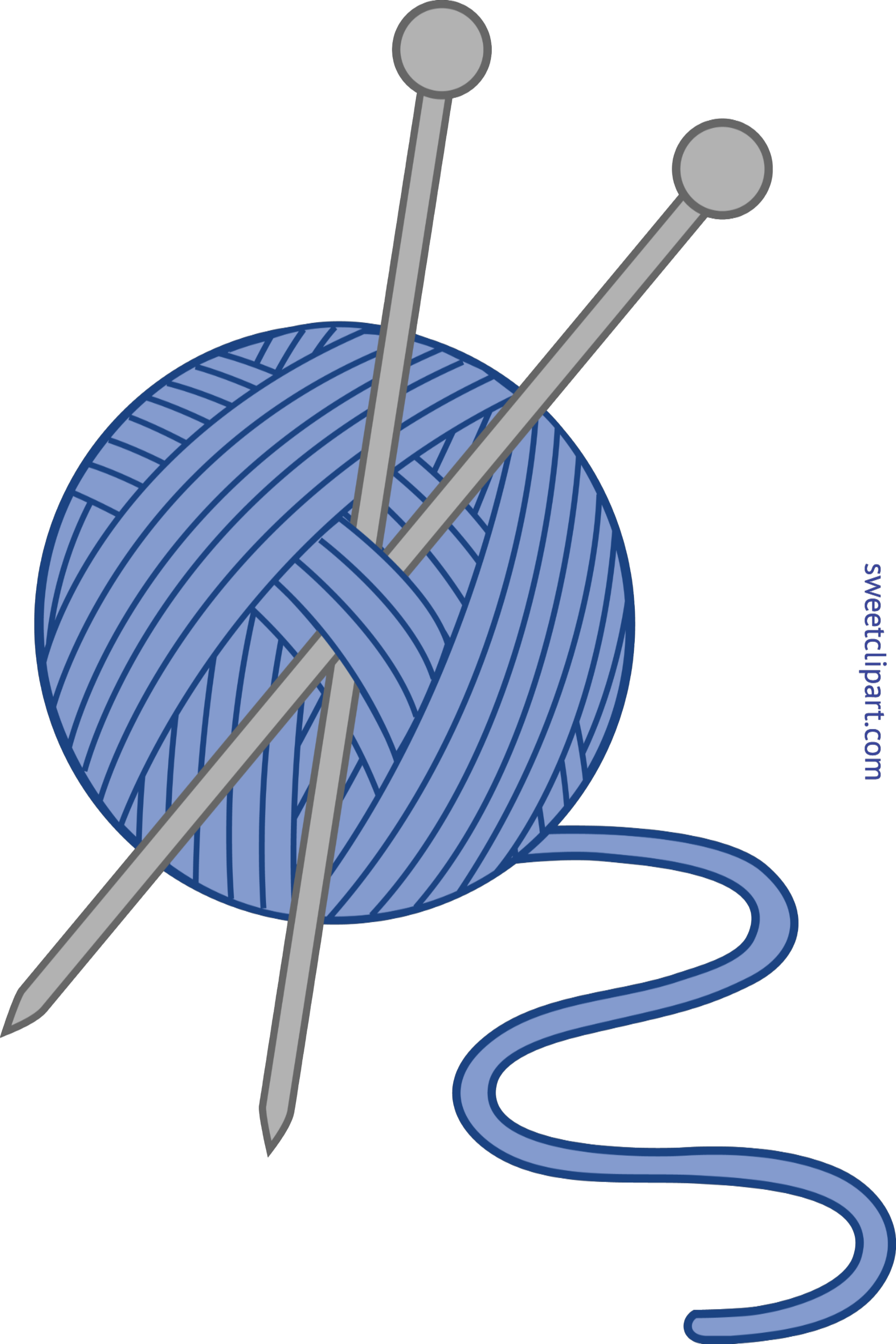 Knitting Yarn Needles Blue Clip Art.
