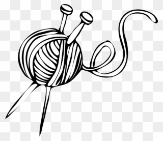 White Yarn Ball With Knitting Needles Clip Art.
