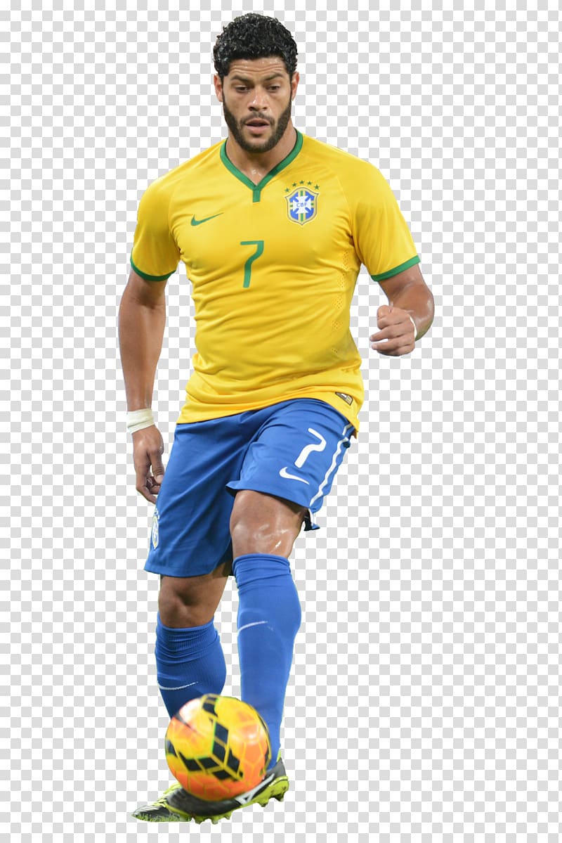 Soccer player wearing yellow Nike 7 jersey shirt, Hulk 2014.