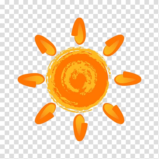 Sun painting , Painting Sun Icon, Hand painted orange sun.