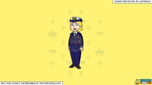 Clipart: A Female Us Coast Guard In Service Dress Blues on a Solid Sunny  Yellow Fff275 Background.