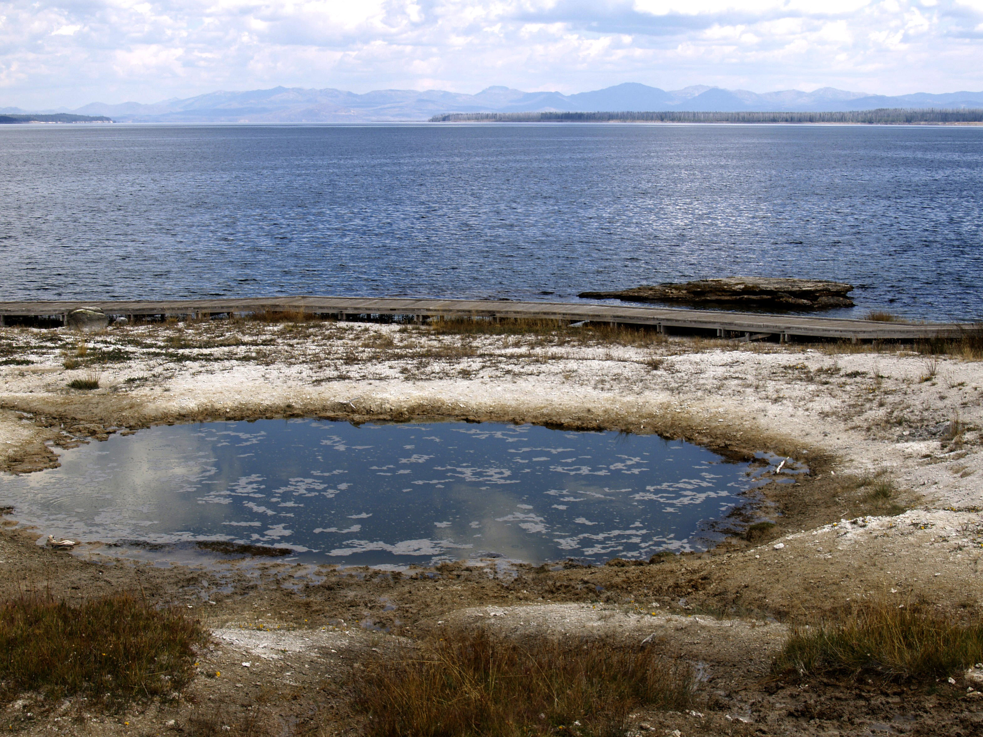 Landscape of Yellowstone Lake, Wyoming.