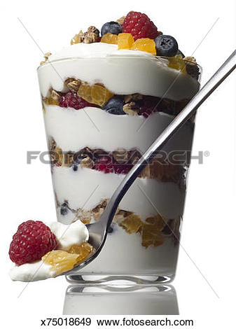 Stock Photograph of Yogurt Parfait with Fruit and Granola.