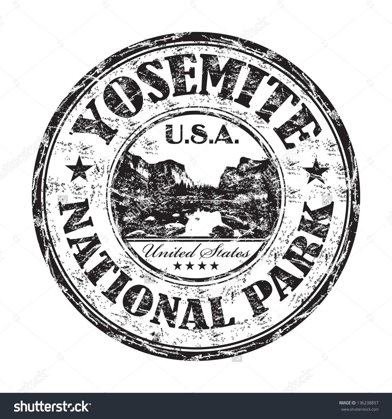 Black Grunge Rubber Stamp Name Yosemite Stock Vector 136238897.