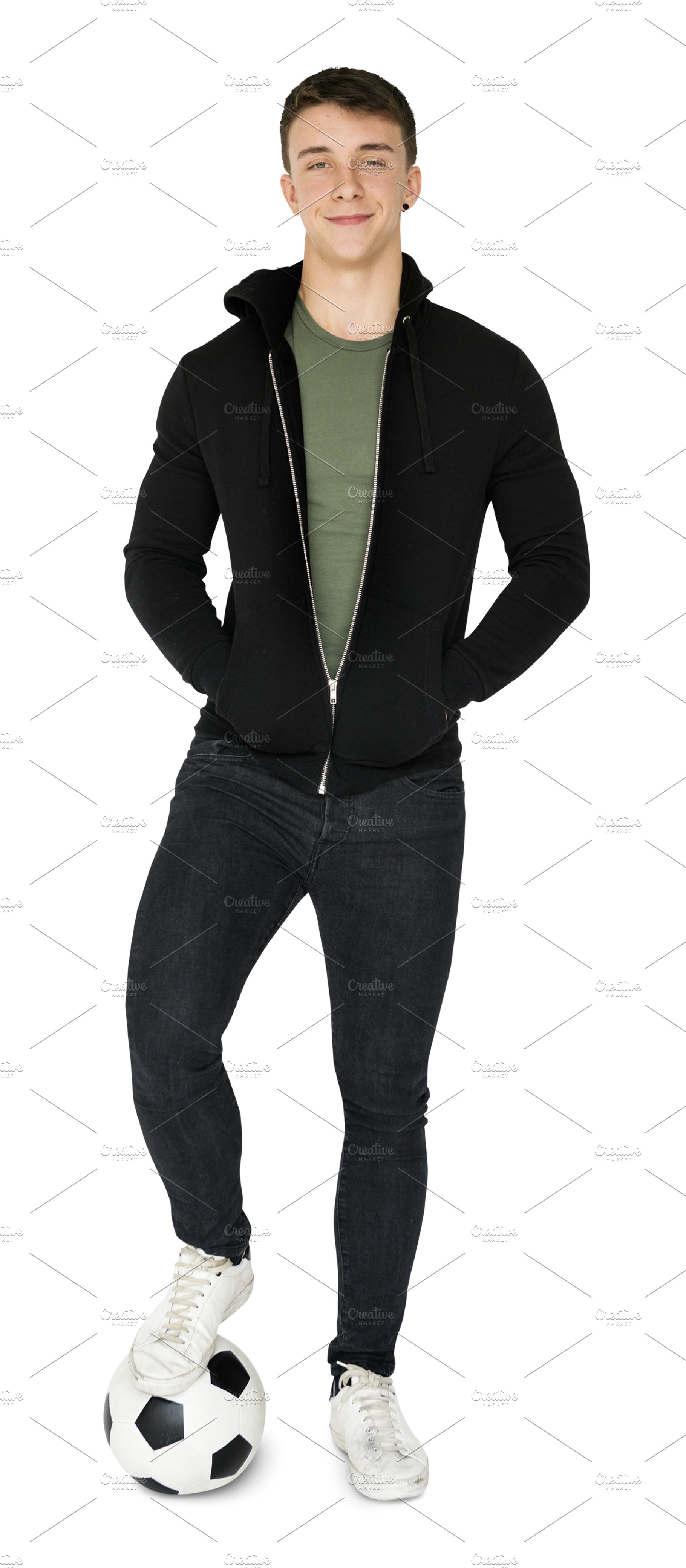 Young adult man smiling (PNG).