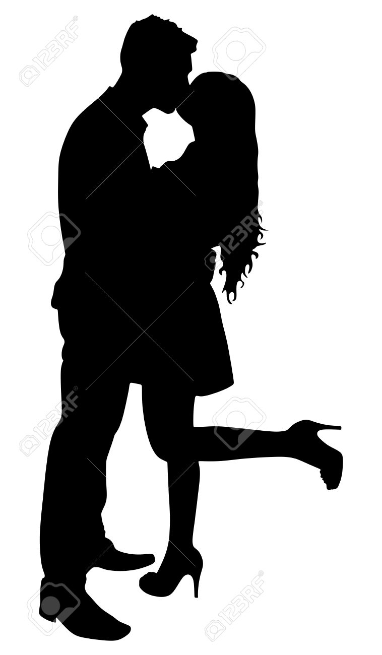Couple Kissing Silhouette.