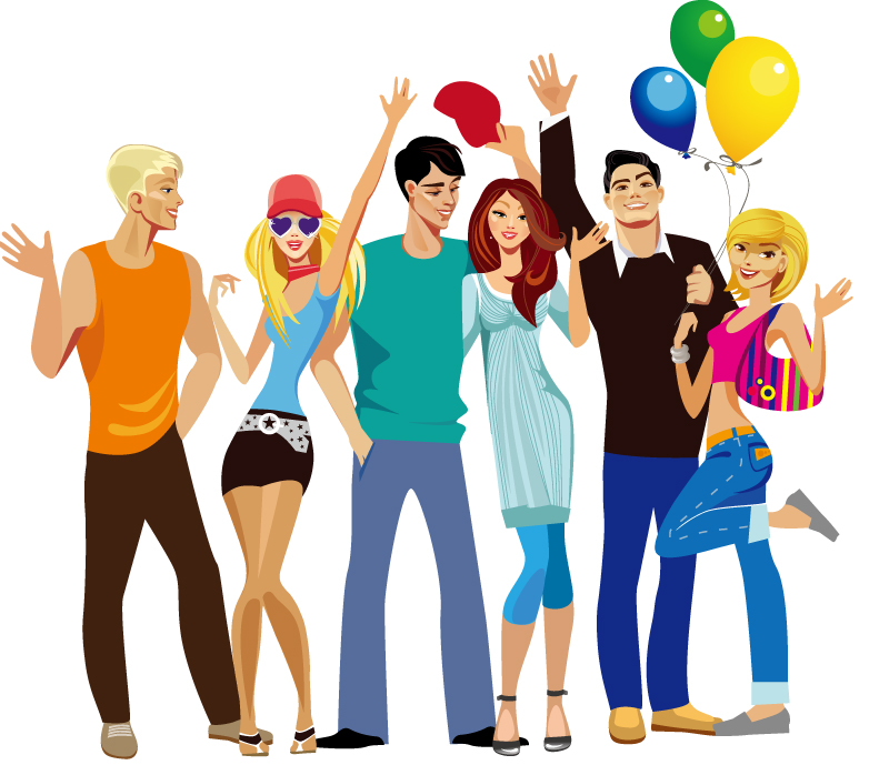 Clipart of young adults.