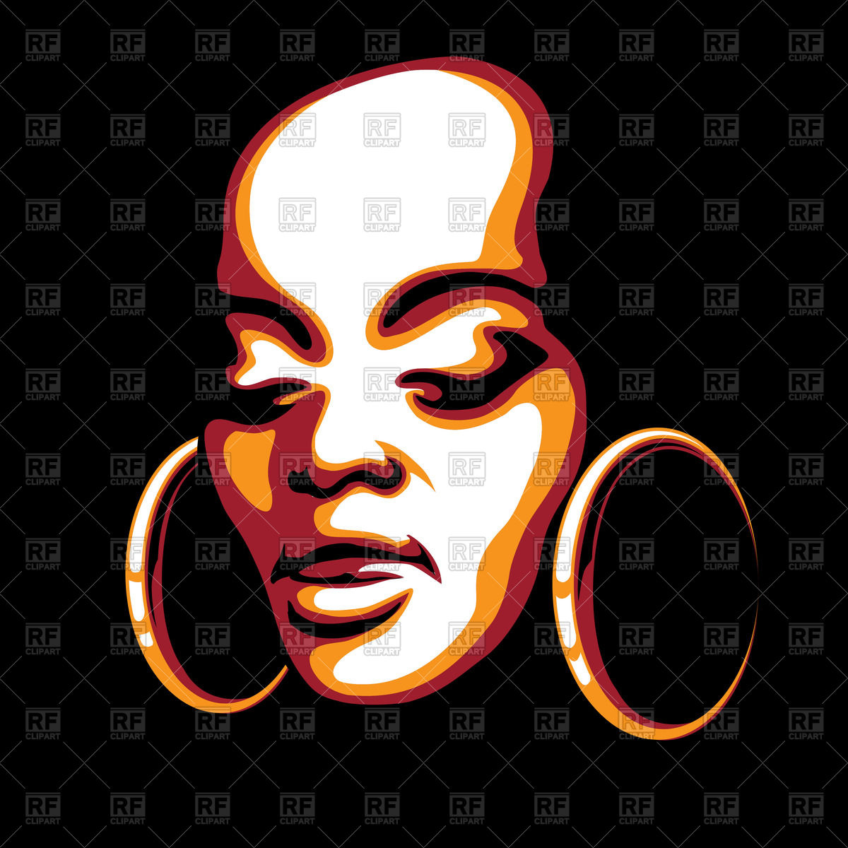Portrait of young african woman with earrings Vector Image #49708.