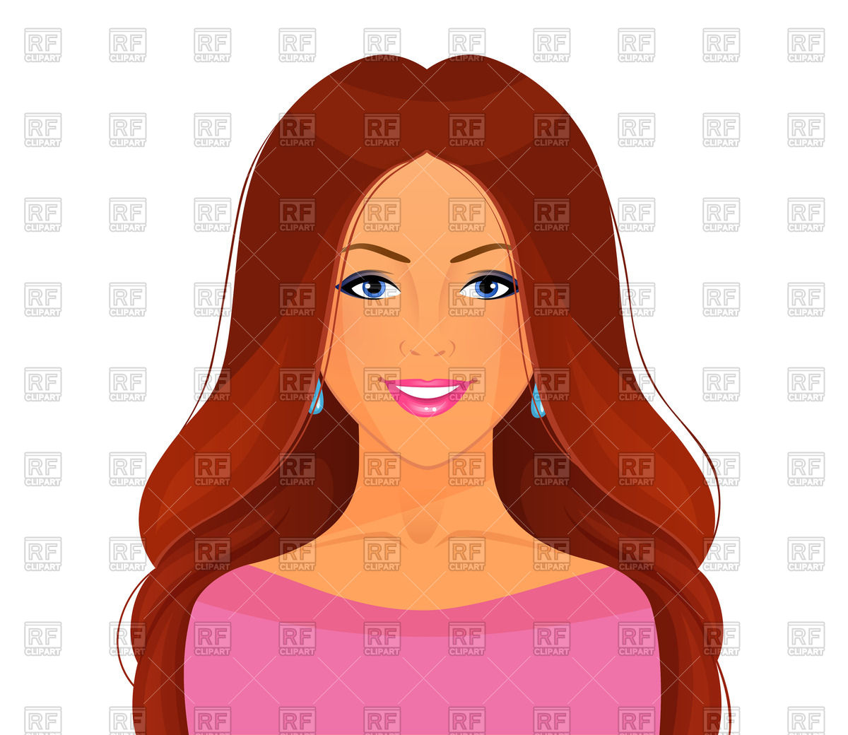 Portrait of beautiful young girl with brown hair Vector Image.