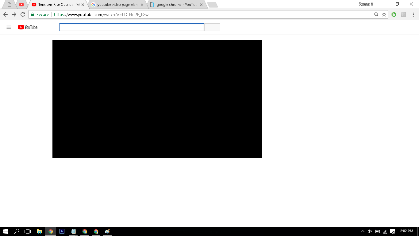 YouTube video pages show up blank with a black square where the.