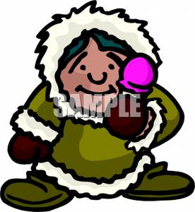 An Eskimo With an Ice Cream Cone.