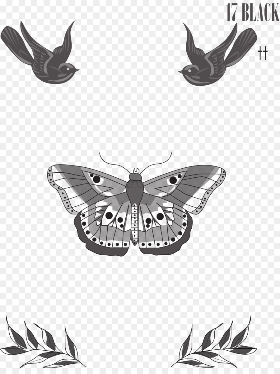 Butterfly Black And White png download.