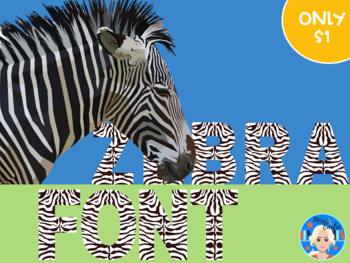 Zebra Animal Print Letters and Numbers Font Clip Art.
