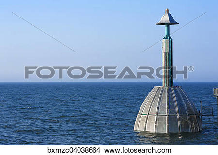Stock Photo of "Submerged gondola at the pier of Zingst, Darss.