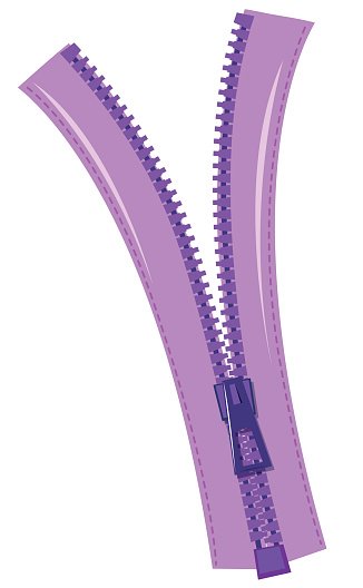 Single zip in purple color Clipart Image.