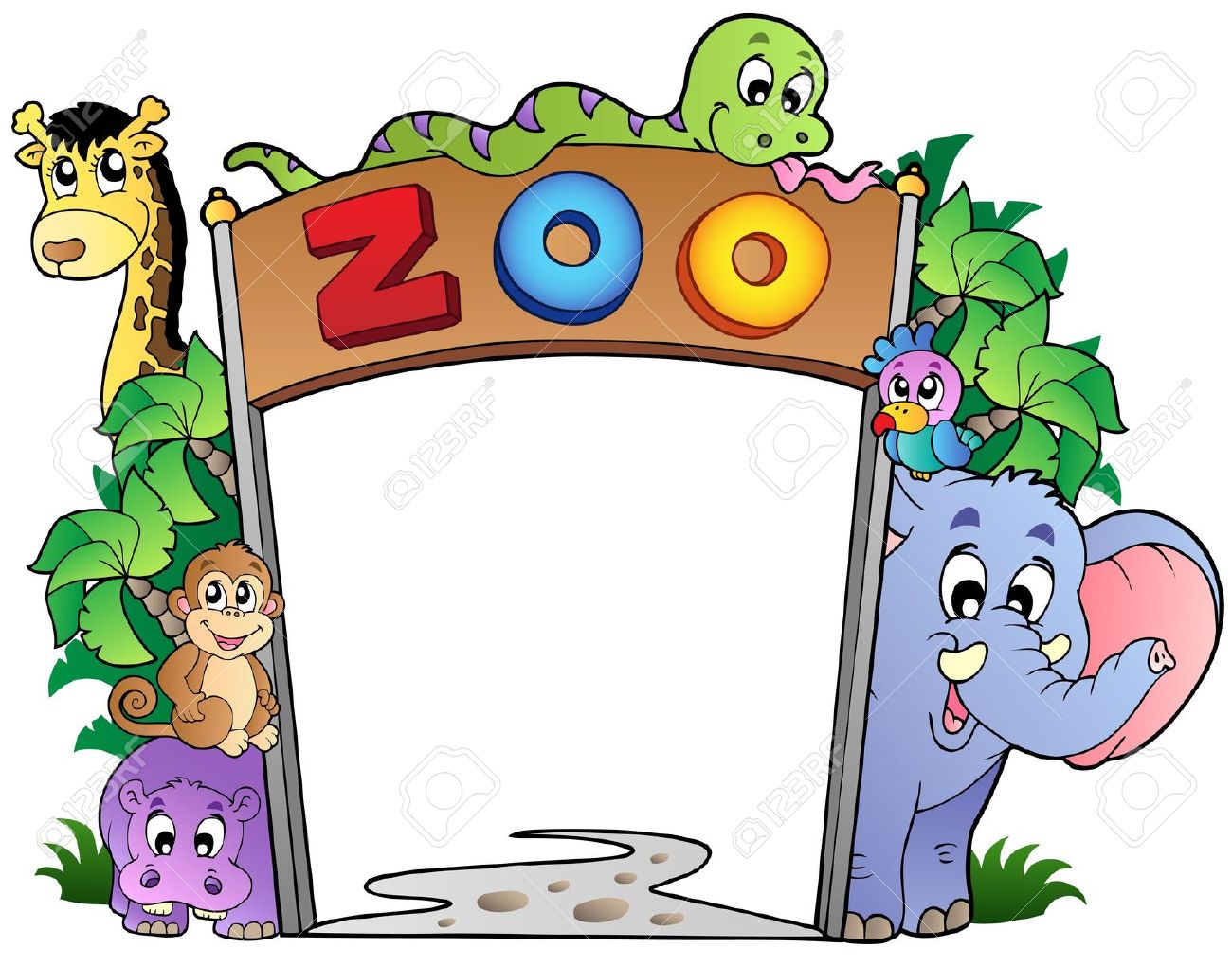 Zoo Entrance With Various Animals.